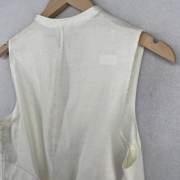 LAUREN RALPH LAUREN Vest Womens 10 Linen Waistcoat Button Front Woven Off White - Picture 8 of 14